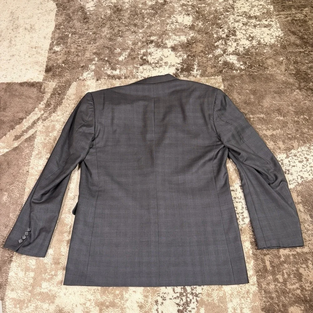 Ermenegildo Zegna Trofeo Blazer Mens‎ 48L Gray Windowpane Plaid Wool Two-Button